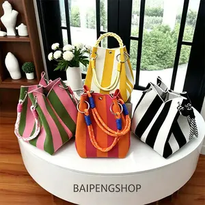 Boho Crochet Bucket Bag for Women, Handmade Retro Lightweight Woven Crossbody Purse for Summer Beach, Holidays, Female