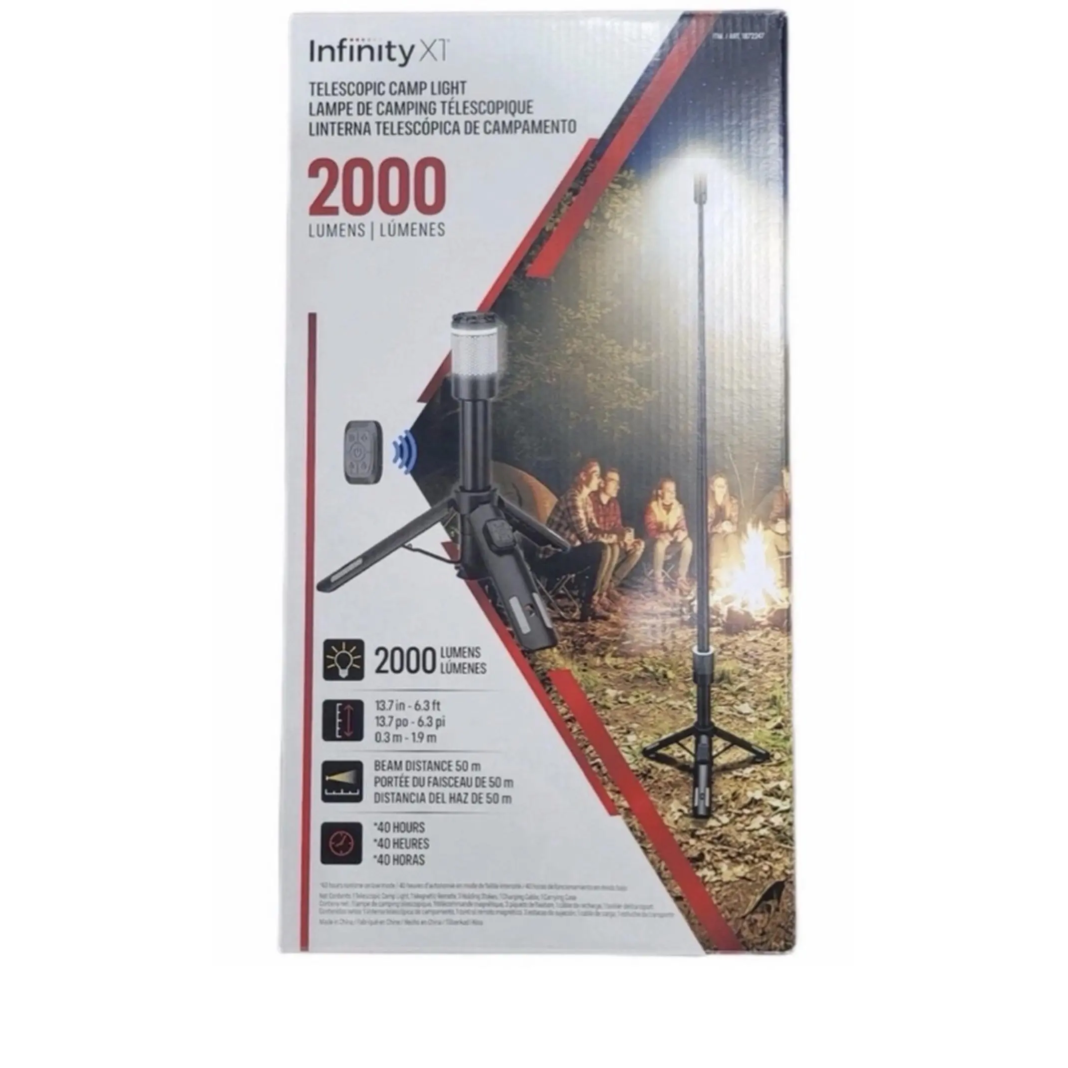 Infinity XT X1 2000 Lumen Telescopic Camp Light with Telescoping Tripod for Outdoor Adventures
