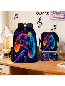 3pcs Interstellar Player Backpack Set, Gaming Mini Theme Large Capacity Backpack, an Ideal Choice for Lucky-Themed Gifting