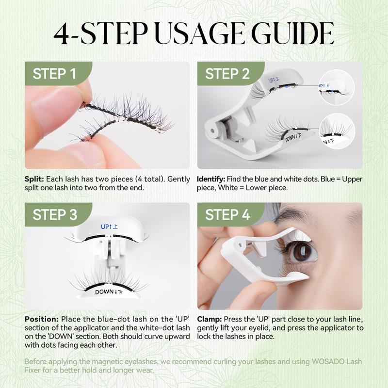 WOSADO Botanic Collection Extended- Band Soft Magnetic Eyelashes All-in-One Box Waterproof Reusable Glue-Free Eyeliner-Free Makeup Cosmetic