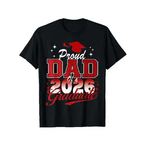 merch shirt for men Men's 2026 Graduation T-Shirt - Proud Dad of a 2026 Graduate Design with Class Colors, Red & Lettering - Casual Round Neck Short Sleeve Tee for Graduation  Graphic Graphic Tees