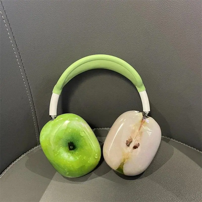 Green Fruit Series Y2K Airpods Max Headphones Case Cover 3D Resin Customized Airpods Cases Headphones Accessories Decoration