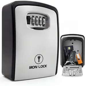Iron Lock Wall Mount Key Lock Box XX-Large, Combination, Outdoor (Grey)