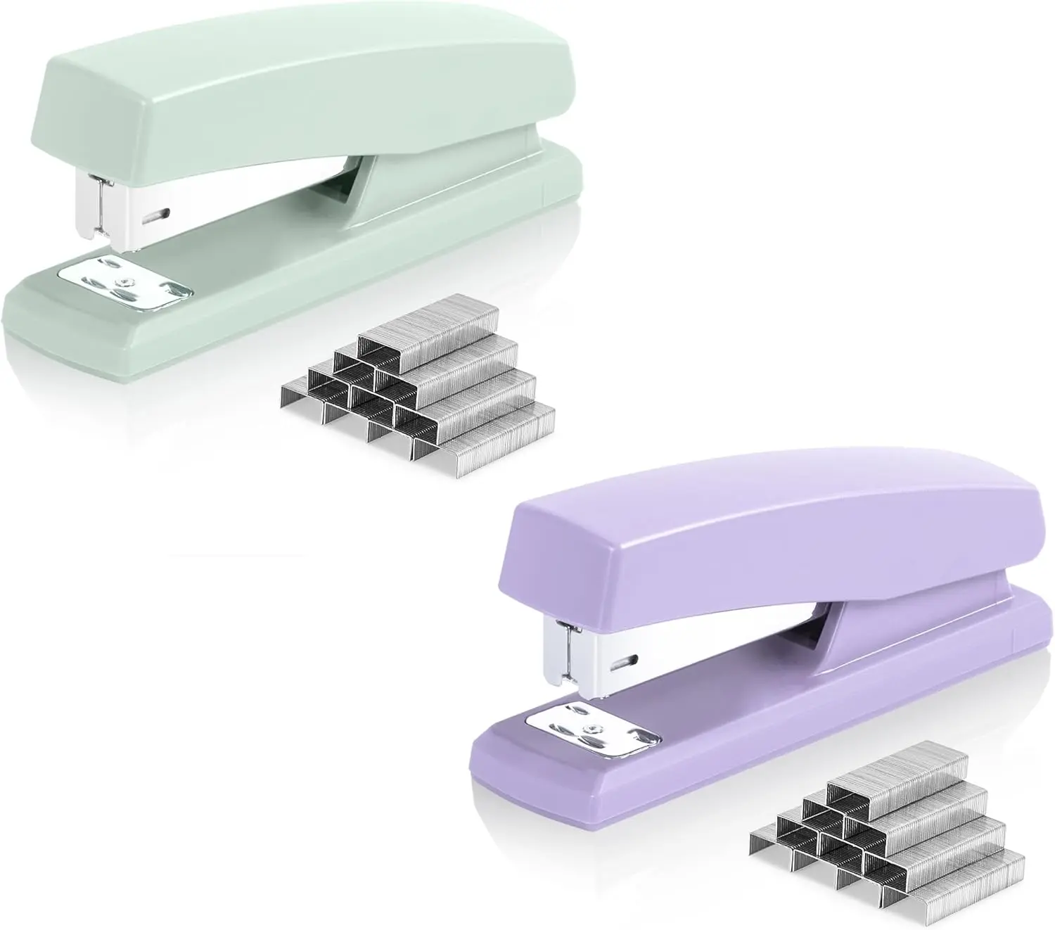 Stapler 2 Pack, Includes 1280 Staples, Green& Purple