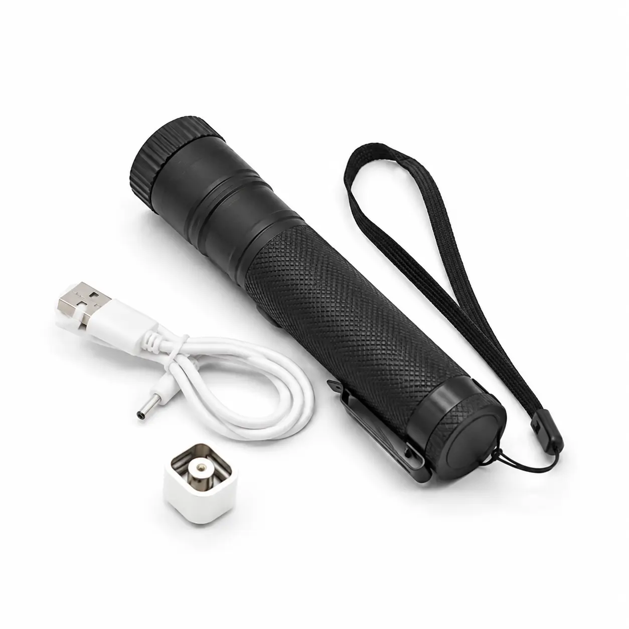 USB Rechargeable Pet Laser Pointer, Interactive Light Chase Toy for Cats & Dogs with Wrist Strap, Black