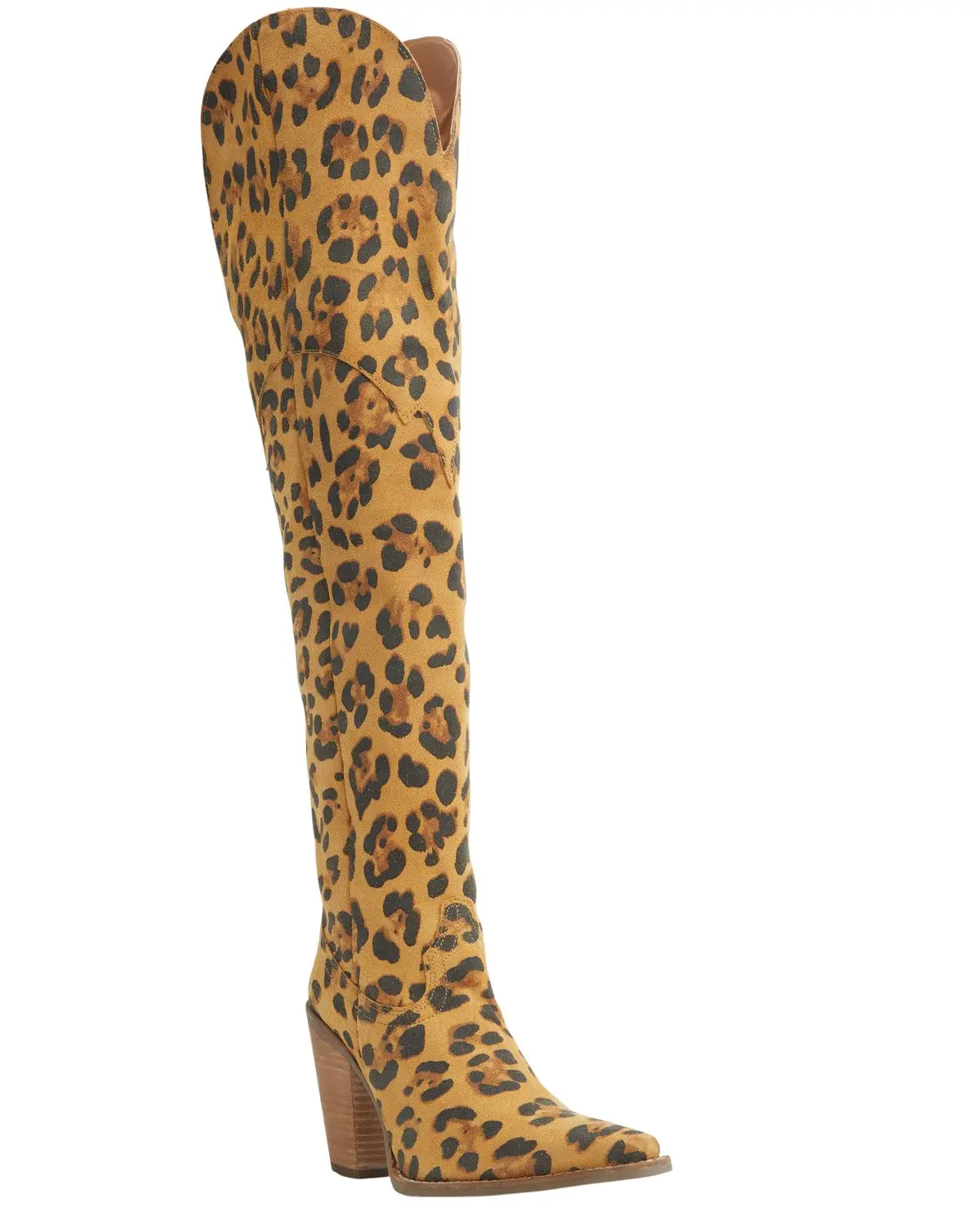 Dingo Women's Women'S Diva Leopard Print Thigh High Western Boot Snip Toe - Di2252-Lprd