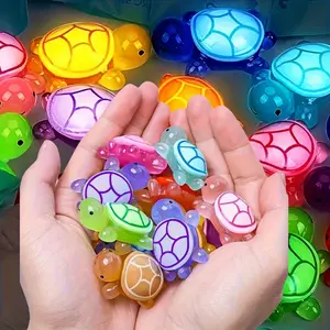 200pcs Glow-in-the-Dark 3D Turtle Statues - Colorful Translucent Plastic Decor, Perfect for Wedding Favors, Beach-Themed Parties, Classroom Rewards, Home Decor & Crafts, Modern Display Pieces, Glossy Finish, Festive Gifts, Gift for Girlfrie