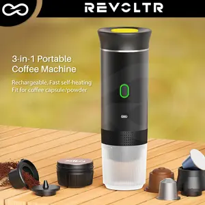 Portable Coffee Machine 1 Set Rechargeable 3 in 1 Electric Coffee Maker for Capsules Coffee Powder Easy to Clean Nespresso Style Coffee Making Tools for Travel Kitchen Home Office Gadgets Holiday Gift