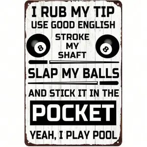 Aluminum Pool Table Sign - Vintage Billiards Wall Decor for Game Room Man Cave Bar and Cafe Retro Aluminum Poster