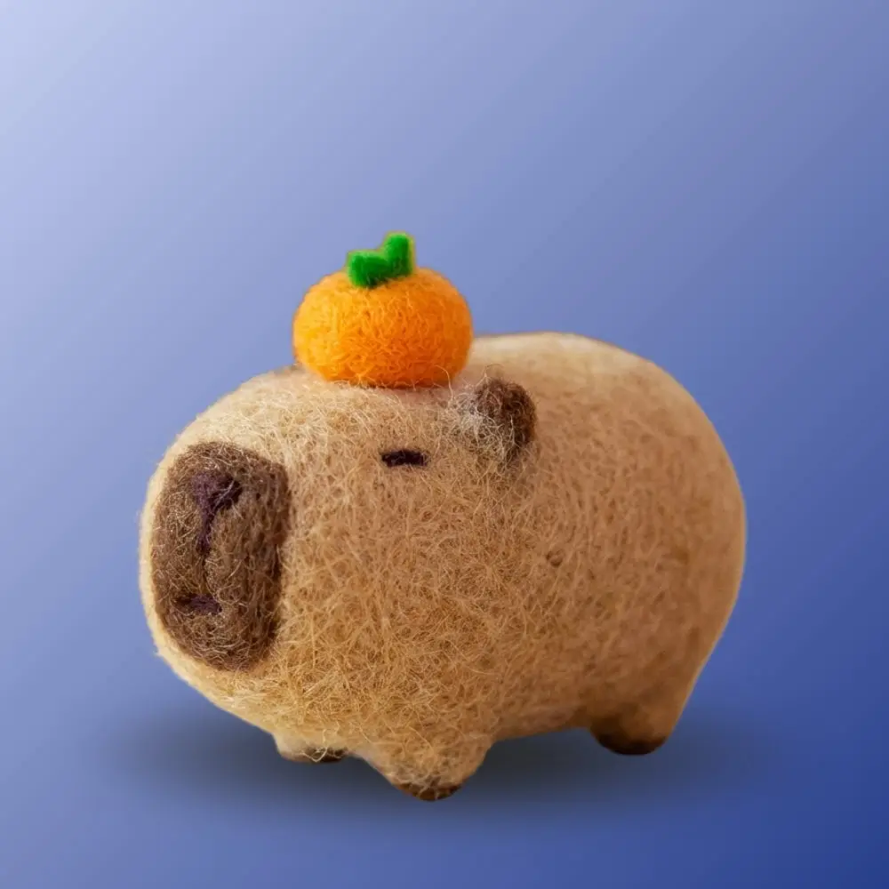 Citrus Capybara – Beginner DIY Wool Felting Kit with Needles, Foam Pad & Tutorial
