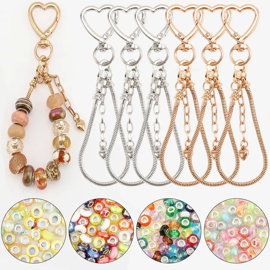 70 Love-Themed Large-Hole Compartment String Bead Keychains, DIY Beading Supplies for Bag Chains & Phone Chains, Ideal Holiday Gift (Toys & Hobbies, Jewelry Making Assortment)
