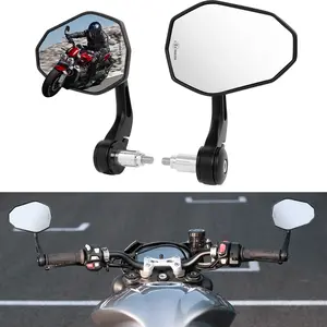DREAMIZER Motorcycle Bar End Mirrors Black CNC Bar End Mirrors for Motorcycles Compatible with Honda Kawasaki Suzuki Scooter and More