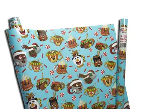 The SivART Gallery Hot Cocoa Christmas Gift Wrapping Paper Featuring Black Santa & Mrs. Claus 10 Feet Long Festive Design by Travis A. Thompson