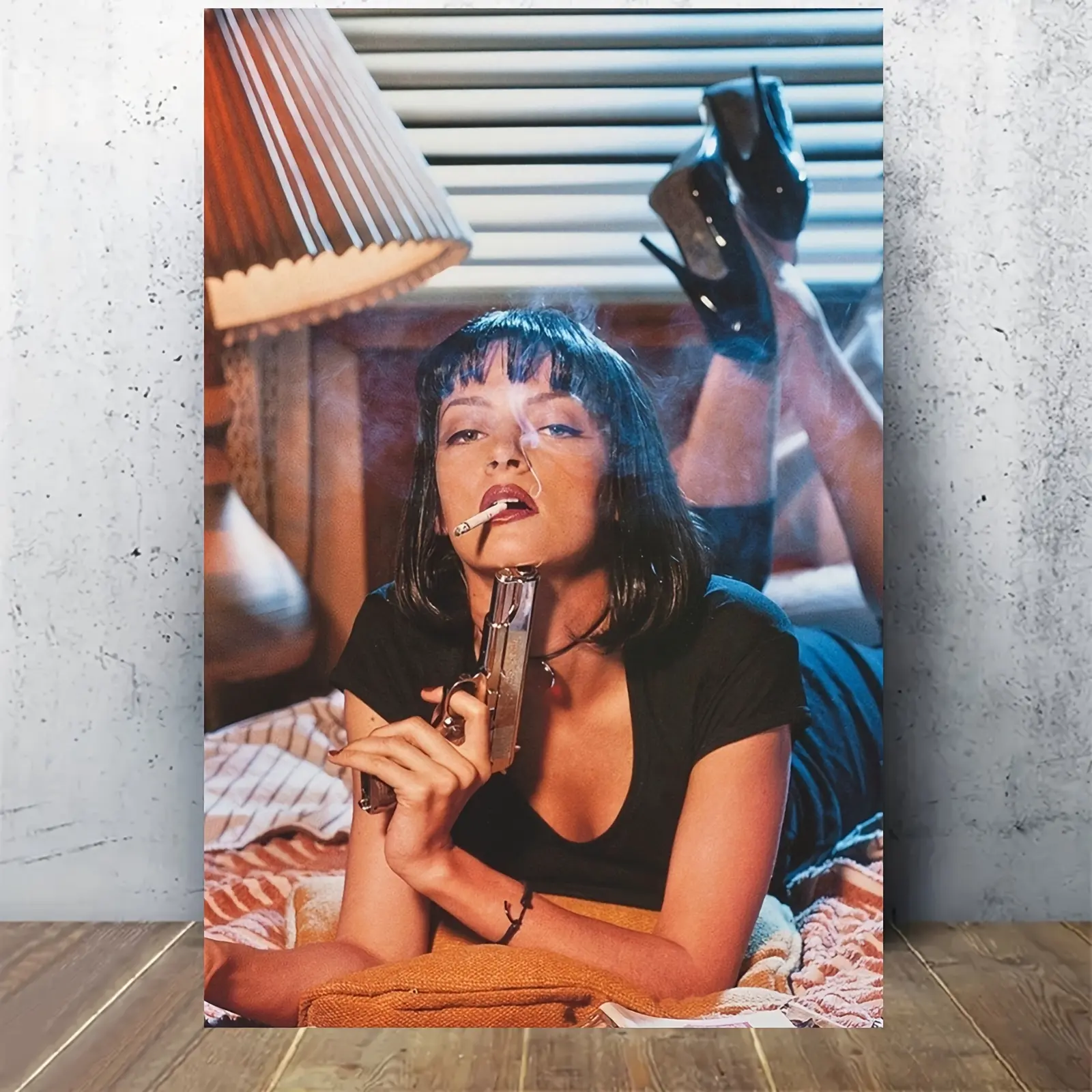 12x18 in Unframed Pulp Fiction Style Black & White Vintage Movie Poster - Detailed Smoking Woman Art Print, Bold Room Focal, Above Bed Wall Decor, Unframed Painting, Wardrobe & Balcony Art Work
