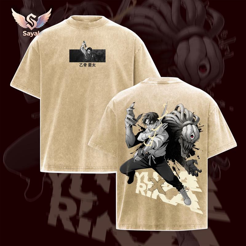 Yuta x Rika Jujutsu Kaisen: Execution Cursed Love Movie Spirit Tee Oversized Washed Grey Cotton Anime Clothing Streetwear Y2K Retro Grunge Graphic Sayal Men Otaku Gift Essential Cyber Vintage Fall Outfits Gamis Merch JJK