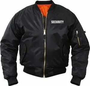 Official Security Uniform Black Jacket Officer Guard MA-1 Bomber Flight Coat