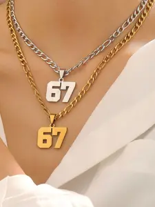 Trendy Jersey Number Pendant Necklace, Sports Fan Accessory for Basketball Soccer Rugby Fans, Perfect Gift Idea for Athletes & Supporters