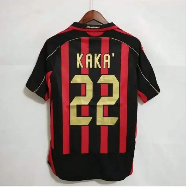 FULL LOGO Red Black No.22 Soccer Jersey, Short Sleeve Football Shirt with Gold Number Print, Unisex Match Day Fan Top, Retro Striped Training Sportswear for Men and Women