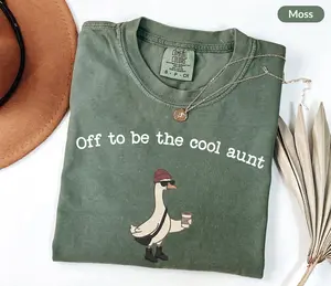 Comfort Colors Auntie Silly Goose Shirt, Cool Aunt T-Shirt, Cool Aunts Club New Pregnancy Announcement Tee - AMBER