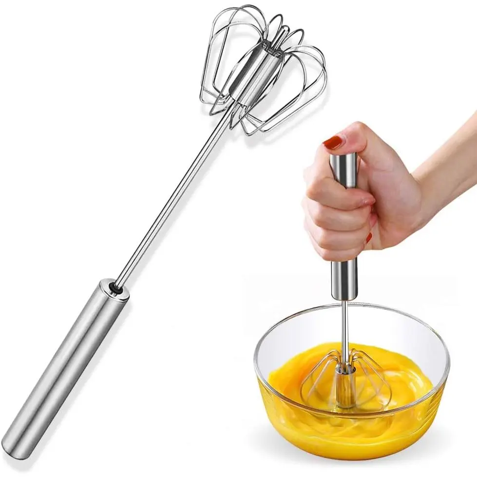 Stainless Steel Egg Beater, Egg Beater, Manual Mixer, Rotating Semi-Automatic Egg Beater, Allows You to Mix Easily Without Fatigue, Used for Making Egg Cream