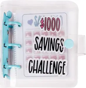 Money Saving Binder, $1000 Money Saving Challenge Binder, Reusable Budget Book with Cash Envelopes Blue a4 size daily schedule learning material school supply gift