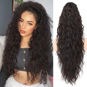 Extension Claw Ponytail Long Wavy Ponytail Extension Black  Curly Clip Ponytail in Hair Extensions For Women Fluffy Natural Looking Synthetic Hairpiece for Daily Use Easy To Go AC  HAIR