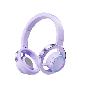 headphones Wireless Headset 400mAh Battery Ultra Long Life 30 Hours Playback Bluetooth6.0V, Type C Charging LED Light 40mm Driver Silicone Pad PC Mac PS4 PS4