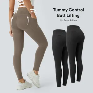 Halara 2-Piece UltraSculpt High Waisted Butt Lifting Tummy Control Pocket Shaping Workout Leggings Set - 7/8 Length