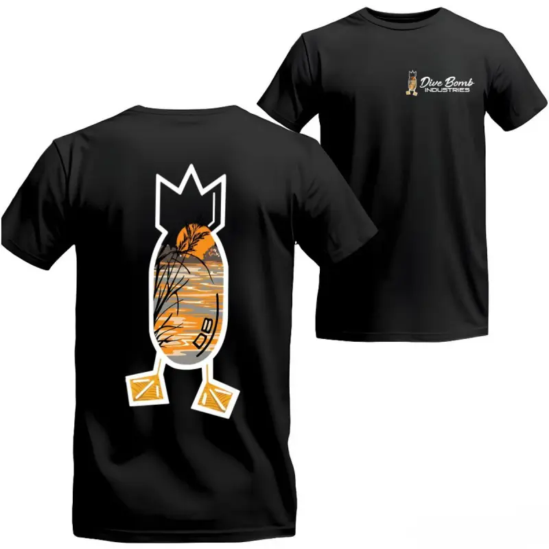 Men's Stylish Short-Sleeve Duck Hunting Graphic T-Shirt - Soft Cotton Casual Streetwear Garment, Outdoor Sunset Scene Print, Unisex Fit, Tshirt, Shortsleeve, Alternative, Chinese New Year, Long-Lasting, Avoid Washing At Temperatures Exceeding 45°C