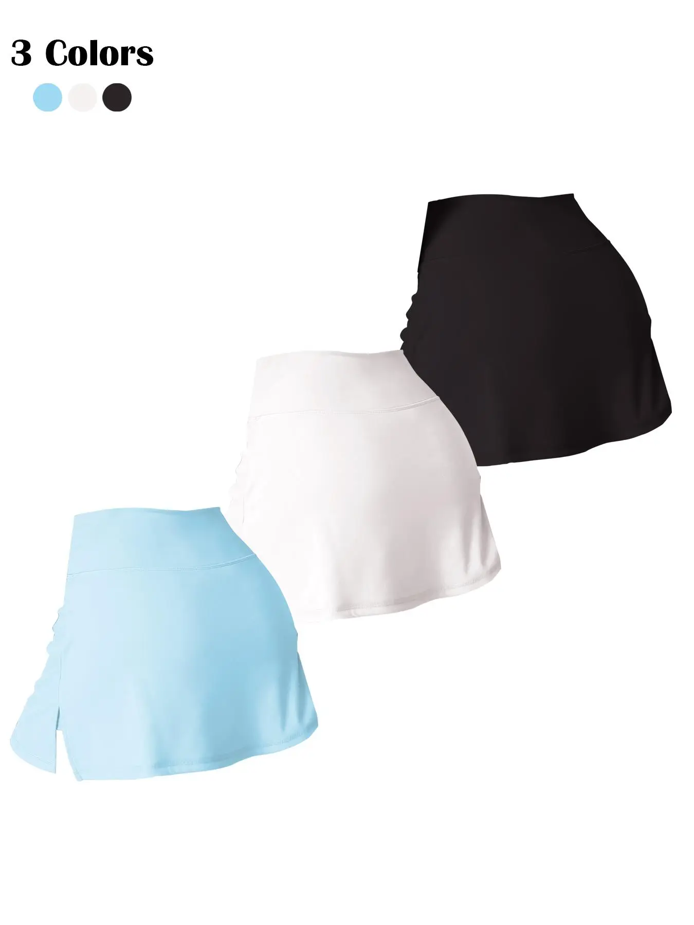 Women's Solid Color High Waist Gym Shorts, Casual Comfy Breathable Skort for Golf Tennis, Ladies Sportswear for All Seasons