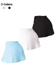 women's solid color high waist gym shorts, casual comfy breathable skort for golf tennis, ladies sportswear for all seasons, gym clothing,  workout sets for women