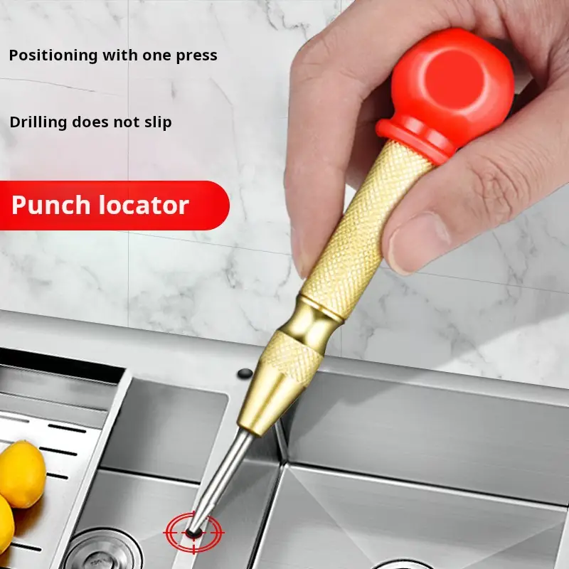 2PCS Automatic Center Punch Locator – Heavy-Duty Spring-Loaded Marking Tool with Adjustable Tension for Precision Drilling, Woodworking, Metalwork & E