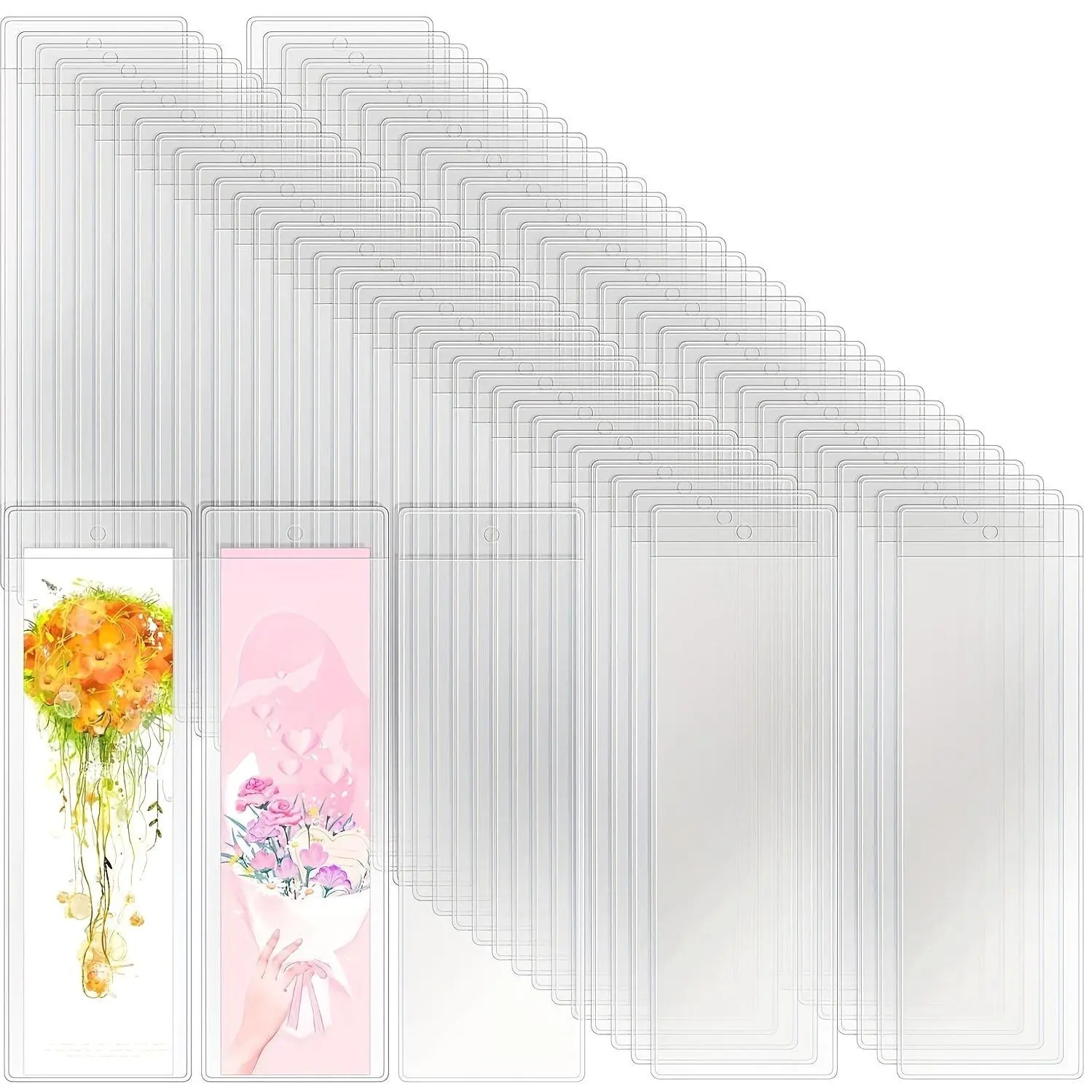 Set of 100 Bookmark Protectors, Empty Bookmark Sleeves, Ideal for Educational And Professional Settings, Dimensions 7 X 2.3 Inches