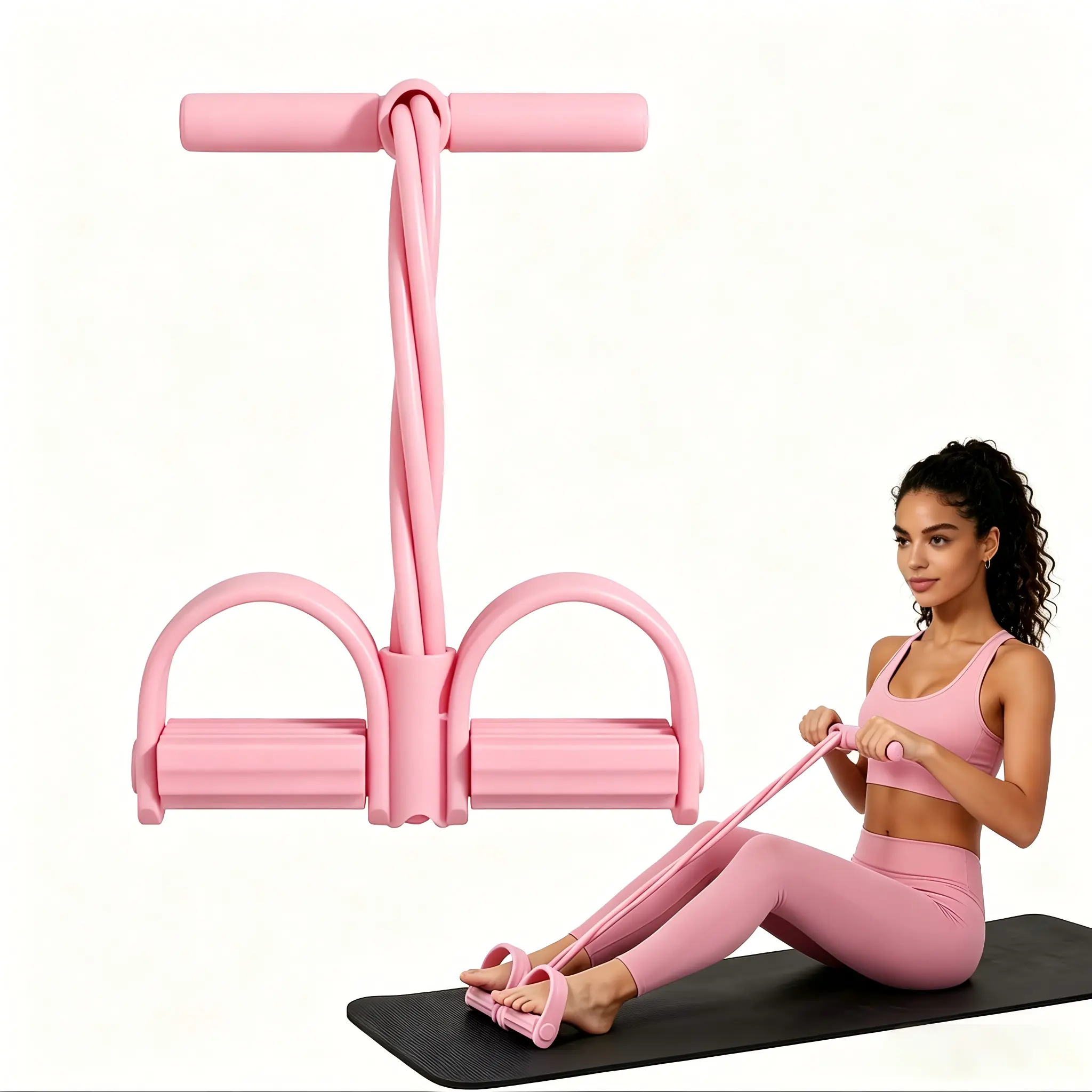 Adjustable Natural Latex Pedal Resistance Band, Eco-Friendly Fitness Training Equipment for Beginners, Multi-Functional Home Gym Workout Tool to Tone Arms, Waist & Core, Ideal for Full-Body Strength Training