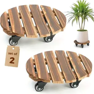 2PCS 12 Inch Heavy-Duty Iron Wheel Plant Stand, Rolling Plant Caddy With Swivel Locking Casters, Rust Resistant Metal Plant Dolly, Indoor Patio Garden Flower Pot Holder For Home Decor