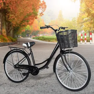 26 Inch Adult Cruiser Bicycle, Commuter Bike with Basket, Steel Frame Urban Bike for Men, Women, Students, Youth