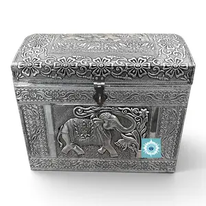 Oduduwa Chest Cofre de Odua Silver Orisha Box for Santeria Ifa Altar, ODDUA Tools Storage, Yoruba Religious Supplies