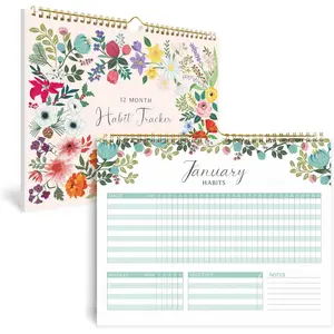 SO Floral Habit  Calendar - 24 Month Daily  Journal - Routine Planner with Personalized Goal Chart for Fitness, Finance  Self Improvement - Weekly Chore list for Adults