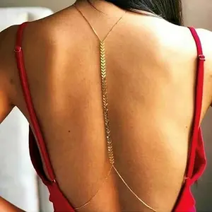 1pc Women's Fashion Sexy Street Style Choker Back Chain Waist Chain, Minimalist Airplane Chain Fishbone Body Chain Jewelry Gift