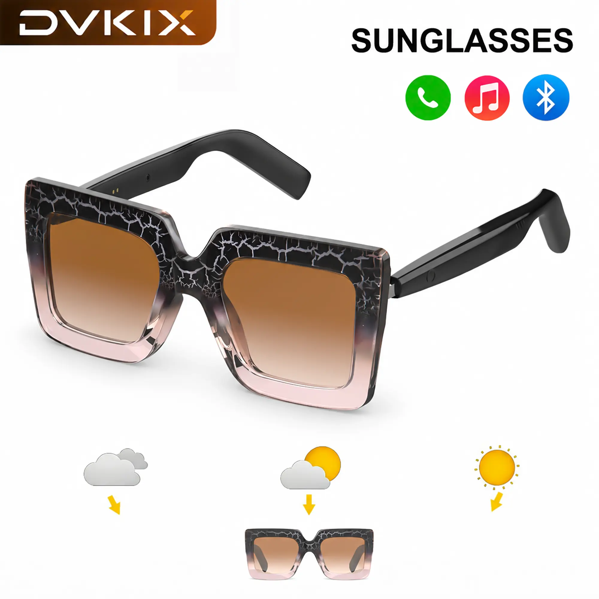 DVKIX 2026 new smart sunglasses, Bluetooth glasses, open audio, automatically turn on when put on, can answer calls and play music, UV protection, suitable for leisure, entertainment and sports, unisex, can be used as a gift