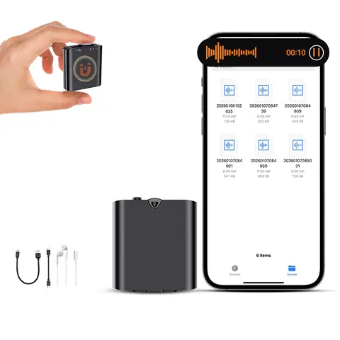 Mini Magnetic Snap-On Smart Voice Recorder Kit - Portable, Lightweight Voice Recorder with 1-Touch Recording, 1080P HD Noise Reduction, Long Battery Life, Large Storage, OTG Adapter Included, Slim Magnetic Design