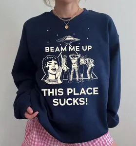 Vintage Beam Me Up This Place Sucks Sweatshirt, Funny Quote Movie Shirt, Sci-fi Alien Shirt, Space Humor Tee