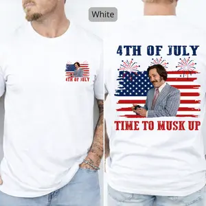 Brian Fantana “Time to Musk Up” 4th of July Patriotic T-Shirt – Anchorman Inspired Funny Independence Day Graphic Tee