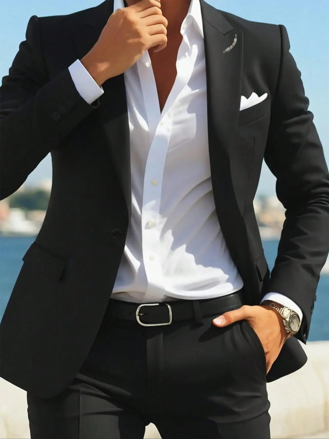 Men's Solid Color Business Suit Jacket, Formal Slim Fit Long Sleeve Lapel Neckline Blazer for Work Office, Formal Attire, Fashion Men's Clothing for Summer, Menswear, Solid Color Suits