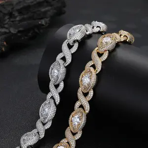 Hip-hop 15MM Infinity Eye Figure 8 Cuban Chain  ,18K Real Gold-Plated 5A Zirconia ,Micro-Inlaid Zirconia Personalized Men's Necklace