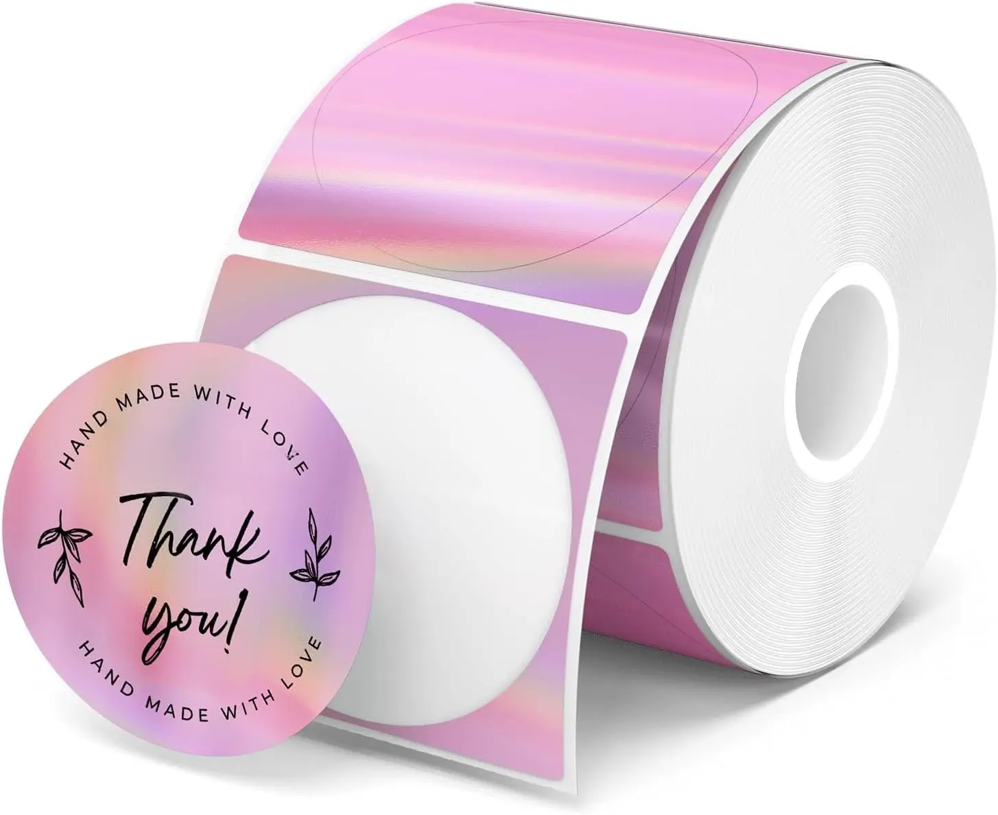 2" Circle Holographic Thermal Label Stickers , Round Printable Rainbow Glitter Thermal Printer Sticker Labels for  Wrapping, Self-Adhesive Name Price Tag DIY Custom Logo Design