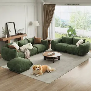Fathersdaygift Summervibes Flash sale home items Modular 2-Seater Chenille Loveseat, 75 Inch Deep Seat Cloud-Style Sofa with Thick Cushions & Solid Wood Frame, Easy Assembly for Living Room, Bedroom, Office, Green & White