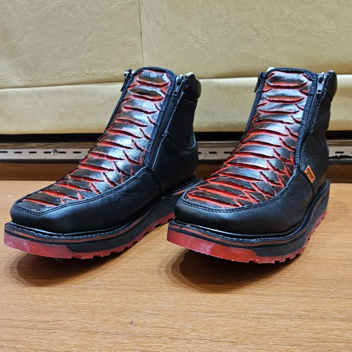 Chaparral Phyton design Weaved ankle Boot Men Zig Zag sole Boy Footwear Boy Footwear Shoe Walking Shoes, Lightweight, Elegant