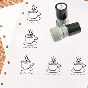 Coffee Pattern Self-Inking Stamp, Coffee Branding, Ideal for Coffee Shop Boxes Bags Postcards, Unique Design Promotional Marketing Tool, Perfect for Store Promotions