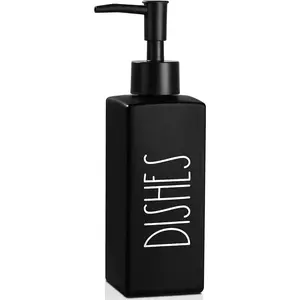 Dish Soap Dispenser, Matte Black Soap Dispenser for Kitchen, Glass Dishes Dispenser with Pump, Farmhouse Liquid Soap Bottle Dispenser, Refillable Soap Bottle for Kitchen Decor, 12.3fl oz